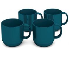 Ornamin Lot de 4 Tasses 220 ml Pétrole (Modèle 508) / tasse à café, gobelet réutilisable, tasse à thé
