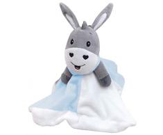 HappyPeople 159415 Doudou en forme dâne 28 cm - Peut également servir de brossette pour les doigts - Bleu clair