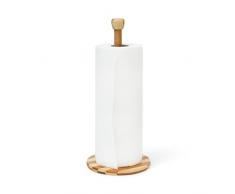 Relaxdays 10014075 Porte-rouleau de cuisine en bambou, support Ã serviette en bois pour comptoir en bois, 33 x 15 x 5 cm, support Ã papier toilette, naturel