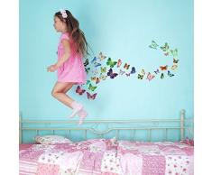 Walplus Papillons Autocollant Mural - Bureau Maison DÃ©coration, 120cm x 70cm, PVC, Amovible, Transparent Frise, Autocollant, Multi-Color