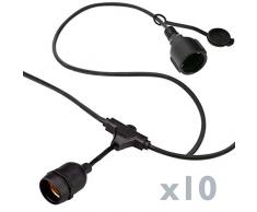 primematik guirlande de 10Â ampoules lumiÃ¨res avec culot E27Â ExtÃ©rieur ip64Â Â°CÃ¢ble Ã©lectrique de 10Â m extensible (gi002)), Noir