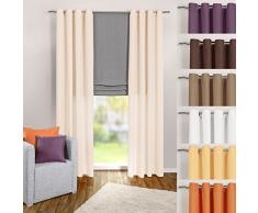 heimtexland Typ117 Rideau Ã Åillets en Microfibre avec Housse lÃ©gÃ¨re CrÃ¨me uni Opaque et translucide 245 x 140 cm