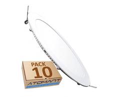 LED Atomant, S.L. Lot de 10 panneaux ronds plats, 18 W, blanc, 10