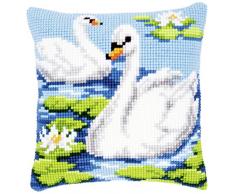 Vervaco Coussin en Points de Croix Motif cygnes Multicolore