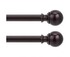 AmazonBasics Tringle Ã rideaux avec embouts en forme de boule, 183 Ã 366 cm + embrases, diamÃ¨tre 2,5 cm, Expresso (Bronze foncÃ©)