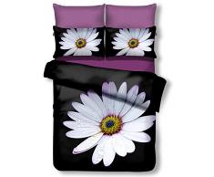 DecoKing Premium 01196Â Parure de lit 200Â x 200Â cm avec 2Â taies doreiller de 80Â x 80Â Noir Microfibre 3D Housse de Couette Parure de lit Fleurs Motif Floral Noir Blanc White Jaune Jaune Daisy