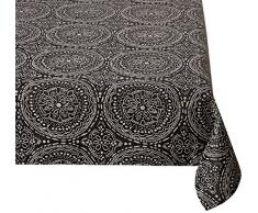 Lovely Casa Kolam Nappe, Polyester, Noir, 140 x 140 cm