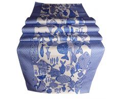MollyMac Poisson Bleu Chemin de Table de Something Fishy Blue - Qualité Fantastique - Design Contemporain - Fabriqué au Royaume-Uni - 100% en Coton - 183 x 43 cm
