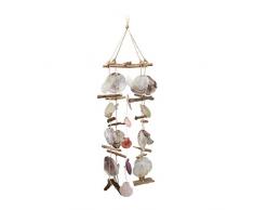 Relaxdays Carillon Ã coquillages bois flottÃ© mobile coquillages guirlande DÃ©coration Ã suspendre, colorÃ©