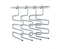 Relaxdays Cintre multifonction pantalons mÃ©tal porte pantalon porte serviettes ceintures Set de 4 Ã©charpe 35 cm, gris