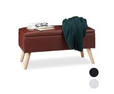 Relaxdays 10025734_93 Banc de Rangement, MDF, en Similicuir, Bois de pin, Marron, 40 x 80 x 39,5 cm