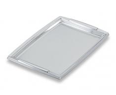 GUILLIN - FESTIPACK PLC3625AR SACHET DE 5 Plat de Service Festif Rectangulaire avec PoignÃ©es, PolyÃ©thylÃ¨ne, Argent, 36 x 25,3 x 1,8 cm