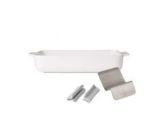 Villeroy & Boch Pasta Passion Ensemble Ã lasagnes, 4 piÃ¨ces, Porcelaine Premium/Acier inoxydable/Silicone, Blanc/Gris