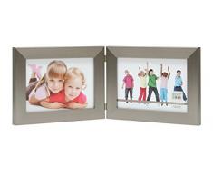 Deknudt Frames S41VD1 H2H Cadre Photo Diptyque Horizontal Résine Argenté 13 x 18 cm