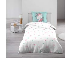 ligne douceur so parure drap 3 pièces 90 x 190 cm sweet unicorn