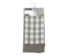 Soleil dOcre 712029 Coeur Lot de 2 Torchons Jacquard Coton Gris 50 x 70 cm