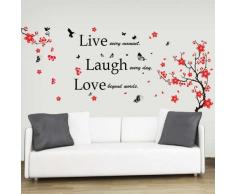 Walplus Sticker mural Fleurs et papillons Live Laugh Love