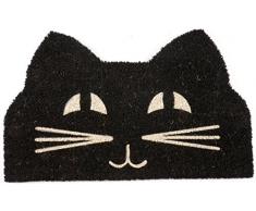 Entryways Paillasson fabriqué en Coir à Motifs Tête de Chat avec Un Support antidérapant en PVC, Noir/Blanc