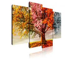 Dekoarte 402 - Tableau moderne sur toile monté sur cadre en bois 4 pièces, nature arbre quatre saisons, 120x90cm
