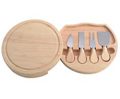 Creative Tops Gourmet Planche Ã dÃ©couper en Caoutchouc et Ensemble de Couteaux Ã Fromage, Bois, Marron, 5Â piÃ¨ces