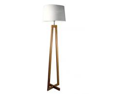 Aluminor SACHA LS AJ2 Lampadaire, Bois, E27, Blanc
