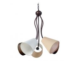 Tosel 20158 Lustre - Nice, Tube et tôle Acier, Peinture époxy, Abat-Jour Cot, E14, 60 W, Marron