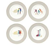Portmeirion Home & Gifts SMPB78987-XG SÃ©rie II Lot de 4 assiettes Ã gÃ¢teau Blanc/dorÃ©