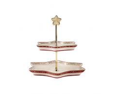 Villeroy & Boch Winter Bakery Delight Présentoir Houx, Porcelaine Premium, Blanc/Rouge/Beige