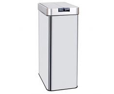 Poubelle de cuisine automatique 90L SILVERLAKE en acier Inox avec cerclage Ouverture papillon grande capacité