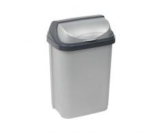 keeeper 2053710 Poubelle Roll-Top 10 l en Argent/Anthracite, Plastique, 25,5 x 19 x 39 cm