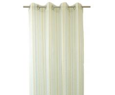 Bel Air 0199993-0002 Blues Voilage Multi Rayures Finition Oeillets et Ourlets Anise 140 x 270 cm