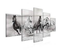 Tableau decoration murale Les Chevaux - XXL Impression sur Toile Salon Appartment 5 Parties - prêt à accrocher - 014153c