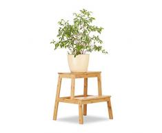 Relaxdays Tabouret de jardin en bambou avec 2 niveaux Aspect naturel Hauteur 47 x 42 x 42 cm