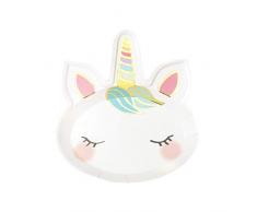 Talking Tables UNICORN-PLATE-FACE Licorne Assiettes Anniversaire Baby Shower, Papier, Lot de 8