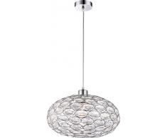 Globo Megi Lampe Suspension E27 en acrylique transparent, argent