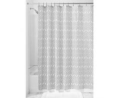 InterDesign Vivian rideau de douche pour la salle de bain, rideau de baignoire en polyester lavable avec trous renforcés, noir/blanc