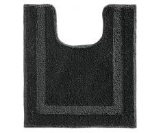 InterDesign Spa tapis toilettes, tapis contour WC antidérapant en polyester microfibre, noir