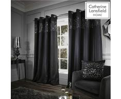 Catherine Lansfield Glitzy Rideaux Ã Åillets, 66Â x 137,2Â cm, Noir
