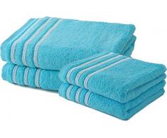 Lot de 2 Serviettes de Toilette 50x100 cm + 2 Draps de Douche 70x140 cm 100% Coton - 550 GR/m2