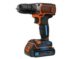 Black + Decker Perceuse-visseuse sans fil 18 V, 1,5 Ah, Smart Tech avec chargement USB, double Bit, Chargeur rapide et coffre, 1 pièce, bdcdc18kst