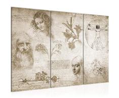 Tableau decoration murale Peintures de Leonardo Da Vinci 120 x 80 cm - XXL Impression sur Toile Salon Appartment 3 Parties - prêt à accrocher - 700431a
