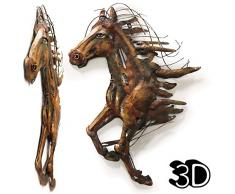 Inspirony Sculpture Murale 3D en Fer avec Cheval Abstrait