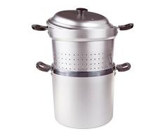 Agnelli FAMR9022 Faitout pour Cuisson des Spaghettis avec passoire intérieure et Couvercle en Aluminium BLTF Poignée en bakélite Argenté 22 cm 8 L