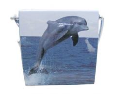 MSV 140406 Porte Rouleau Papier WC Dauphin et INOX, MDF, Motif