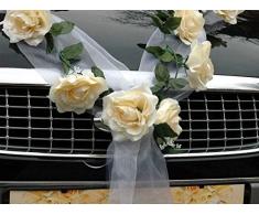 Roses Guirlande Voiture de Mariage Bijoux Rose dÃ©coration dÃ©coration Auto Bijoux Mariage Car Auto Wedding Voiture (Ecru/Blanc)