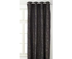 Linder 0558/19/375FR Rideau Jacquard Poudre Noir Oeillets 140 x 260 cm