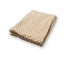 Soleil docre Plaid Polaire imprimé 120x160 cm Pois Taupe, Polyester, Ecru, 120 x 160 cm
