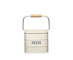 Kitchen Craft LNPEGCRE BoÃ®te pour Pince Ã Linge, MÃ©tal, crÃ¨me, 28 x 28 x 18 cm