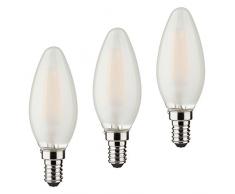 Müller-Licht 400292 _ Set A + + Ensemble de 3 Rétro Forme de bougie LED équivalent 40 W, verre, 4 W, E14, argent, 3,5 x 3,5 x 10 cm