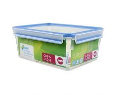 Emsa 508546 Boîte alimentaire rectangulaire avec couvercle, 3.7 Litres, Transparent/bleu, Clip & Close